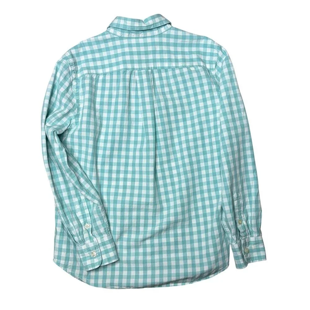 Ralph Lauren Blue White Check Button Down Long Sleeve Size Med 10-12